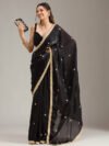 Black Stonework (Gold) Georgette Saree