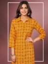 Laxmipati Beer Orange Straight Cut Kurti With Digital Print