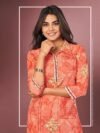 Laxmipati Flame Orange Straight Cut Kurti With Digital Print