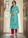 Laxmipati Muslin French Blue Straight Cut Kurti With Digital Print