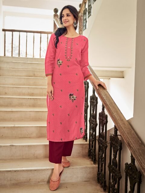 Laxmipati Muslin Vintage Pink Straight Cut Kurti With Digital Print