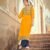 Laxmipati Rayon Chex With Swiss Slub Canary Chex With Turmeric Yellow Straight Kurta