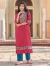 Laxmipati Swiss Slue Brink Pink Straight Kurta