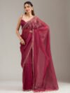 Maroon Stonework (Gold) Tissue Saree