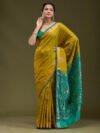 Mehendi Printed Art Silk Saree