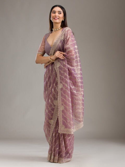 Purple Zariwork Art Silk Saree