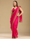 Rani Pink Kashmiri Soft Raw Silk Saree