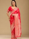 Red Stonework Silk Saree